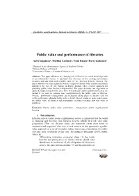 Public Value and Performance of Libraries