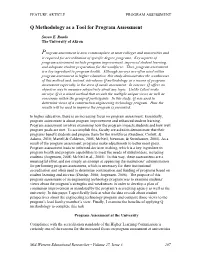 Q Methodology As a Tool for Program Assessment