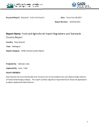 Report Name: Food and Agricultural Import Regulations and Standards Country Report
