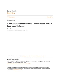 Systems Engineering Approaches to Minimize the Viral Spread of Social Media Challenges