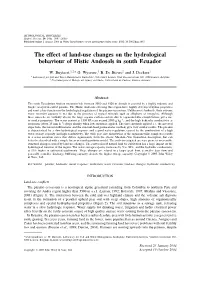 The Effect of Land-Use Changes on the Hydrological Behaviour of Histic Andosols in South Ecuador