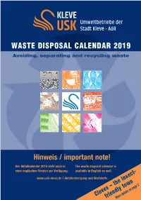 WASTE DISPOSAL CALENDAR 2019 Avoiding, Separating and Recycling Waste