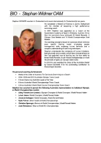 BIO - Stephan Widmer OAM