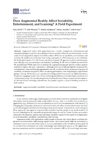 Does Augmented Reality Affect Sociability, Entertainment