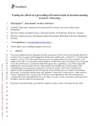 Testing the Effects of a Preceding Self-Control Task on Decision Making in Soccer Refereeing