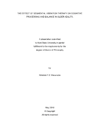 The Effect of Segmental Vibration Therapy on Cognitive Processing and Balance in Older Adults