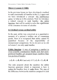 Utility Function- That Will Be Useful to Solve the Equilibrium of the Consumer in Terms of Calculus