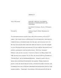 ABSTRACT Title of Document: HISTORY LIMITED: the HIDDEN