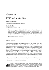 Chapter 28 HPSG and Minimalism Robert D