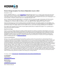 Kosmos Energy Completes Farm Down of Exploration Assets to Shell