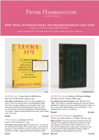 NEW YORK INTERNATIONAL Antiquarian BOOK FAIR 2020 March 5–8, 2020 | Park Avenue Armory | Stand E17
