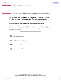Organisation Workshop. Beyond the Workplace: Large Groups, Activity and the Shared Object