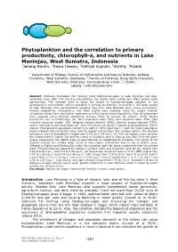 Phytoplankton and the Correlation to Primary Productivity, Chlorophyll-A