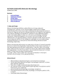 AUTHOR GUIDELINES Molecular Microbiology Updated June 2020