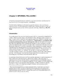 Chapter 4: INFORMAL FALLACIES I