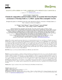 Chemical Composition and Larvicidal Activity of Essential Oils from Zingiber Montanum (J. Koenig) Link Ex. A. Dietr. Against Three Mosquito Vectors
