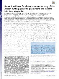 Genomic Evidence for Shared Common Ancestry of East African Hunting-Gathering Populations and Insights Into Local Adaptation