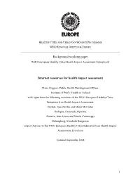 Internet Resources for Health Impact Assessment