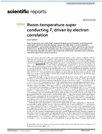 Room-Temperature-Superconducting Tc Driven by Electron Correlation