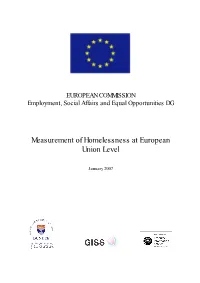 Study "Measurement of Homelessness at European Union Level"