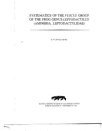 Systematics of the Fuscus Group of the Frog Genus Leptodactylus (Amphibia, Leptodactylidae)