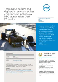 Team Lotus Designs and Deploys an Enterprise-Class Environment