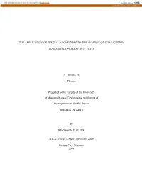 The Application of Jungian Archetypes to the Analysis of Character in Three Early Plays by W