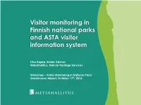 Visitor Monitoring in Finnish National Parks and ASTA Visitor Information System