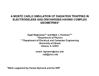 A Monte Carlo Simulation of Radiation Trapping in Electrodeless Gas Discharges Having Complex Geometries*