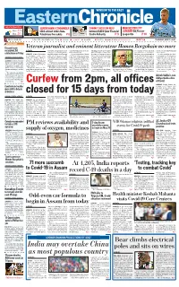 Curfew from 2Pm, All Offices Closed for 15 Days from Today