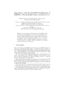 Experiences with the Openmp Parallelization of DROPS, a Navier-Stokes Solver Written in C++