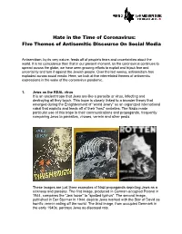 Hate in the Time of Coronavirus: Five Themes of Antisemitic Discourse on Social Media