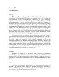 Polymyxin B* Class: Polymyxins Overview Polymyxin B Is a Polypeptide Bactericidal Antibiotic. the Polymyxins Were Discovered In