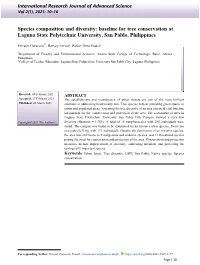 Species Composition and Diversity: Baseline for Tree Conservation at Laguna State Polytechnic University, San Pablo, Philippines