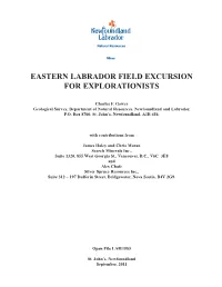 Eastern Labrador Field Excursion for Explorationists