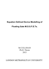 Equation Defined Device Modelling of Floating Gate Mosfets
