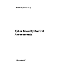 NEI 13-10, Rev. 5, Cyber Security Control Assessments