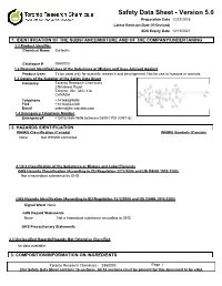 Safety Data Sheet - Version 5.0 Preparation Date 12/21/2018 Latest Revision Date (If Revised) SDS Expiry Date 12/19/2021