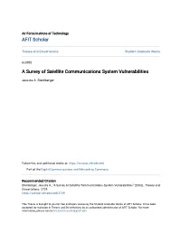 A Survey of Satellite Communications System Vulnerabilities