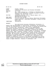 Differential Rationality and Personal Development