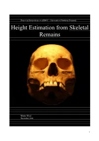 Height Estimation from Skeletal Remains