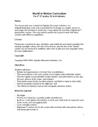 World in Motion Curriculum for 6Th-8Th Grades, 50 to 60 Minutes