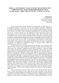 Kerala, Conversion, Narayan Guru: Re- Reading the Narrative of Caste and Reformation in Vijay Jayakumar’S, ‘Sree Narayan Guru-A Critical Study’