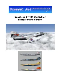 Lockheed CF-104 Starfighter Nuclear Strike Version Table of Contents 1