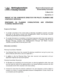 Responses on Planning Consultations and Strategic Planning Observations