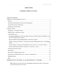 AMOS YONG Table of Contents