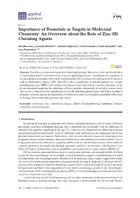An Overview About the Role of Zinc (II) Chelating Agents