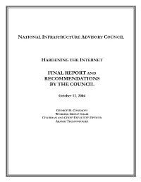 Hardening the Internet Final Report and Recommendations