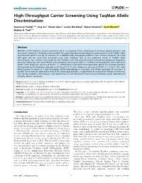 High-Throughput Carrier Screening Using Taqman Allelic Discrimination