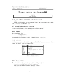 Some Notes on SCILAB